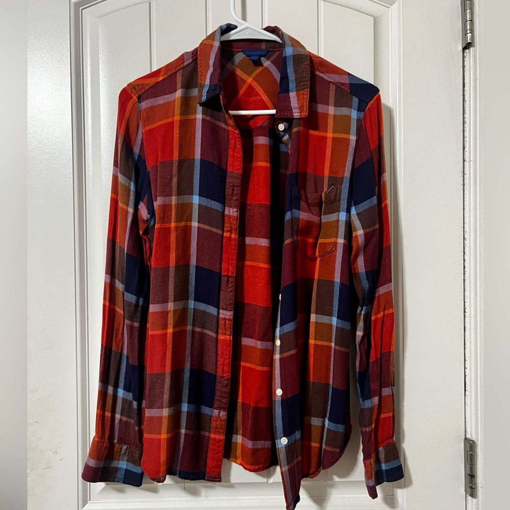Aeropostale orange and blue flannel